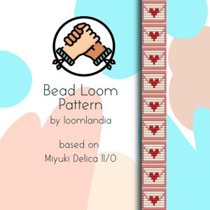 Padrão de pulseira de tear de contas com letras estreitas de Valentines - Padrão de tear de contas baseado em Miyuki Delica 11/0