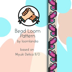 Narrow Pink Butterfly Bead Loom Bracelet Pattern - Bead loom pattern based on Miyuki Delica 11/0