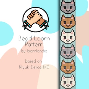 Cats Bead Loom Bracelet Pattern - Bead loom pattern based on Miyuki Delica 11/0