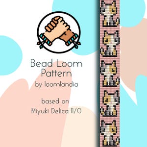 Three Color Cat Bead Loom Bracelet Pattern - Bead loom pattern based on Miyuki Delica 11/0