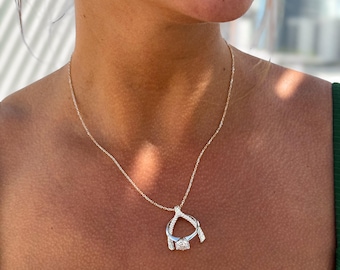 Wishbone Ring Holder Necklace, Silver Ring Keeper Pendant Engagement Custom Ring for Nurse Doctors