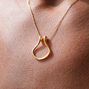 14k Solid Gold Horseshoe Ring Holder Pendant Necklace, Silver Teardrop Ring Keeper Necklace, Wedding Necklace Ring Holder Pendant for Nurse