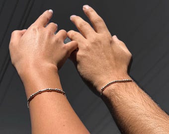 Couples Bracelets, Custom Morse Code Couples Bracelet set of 2, Personalized Couples Jewelry