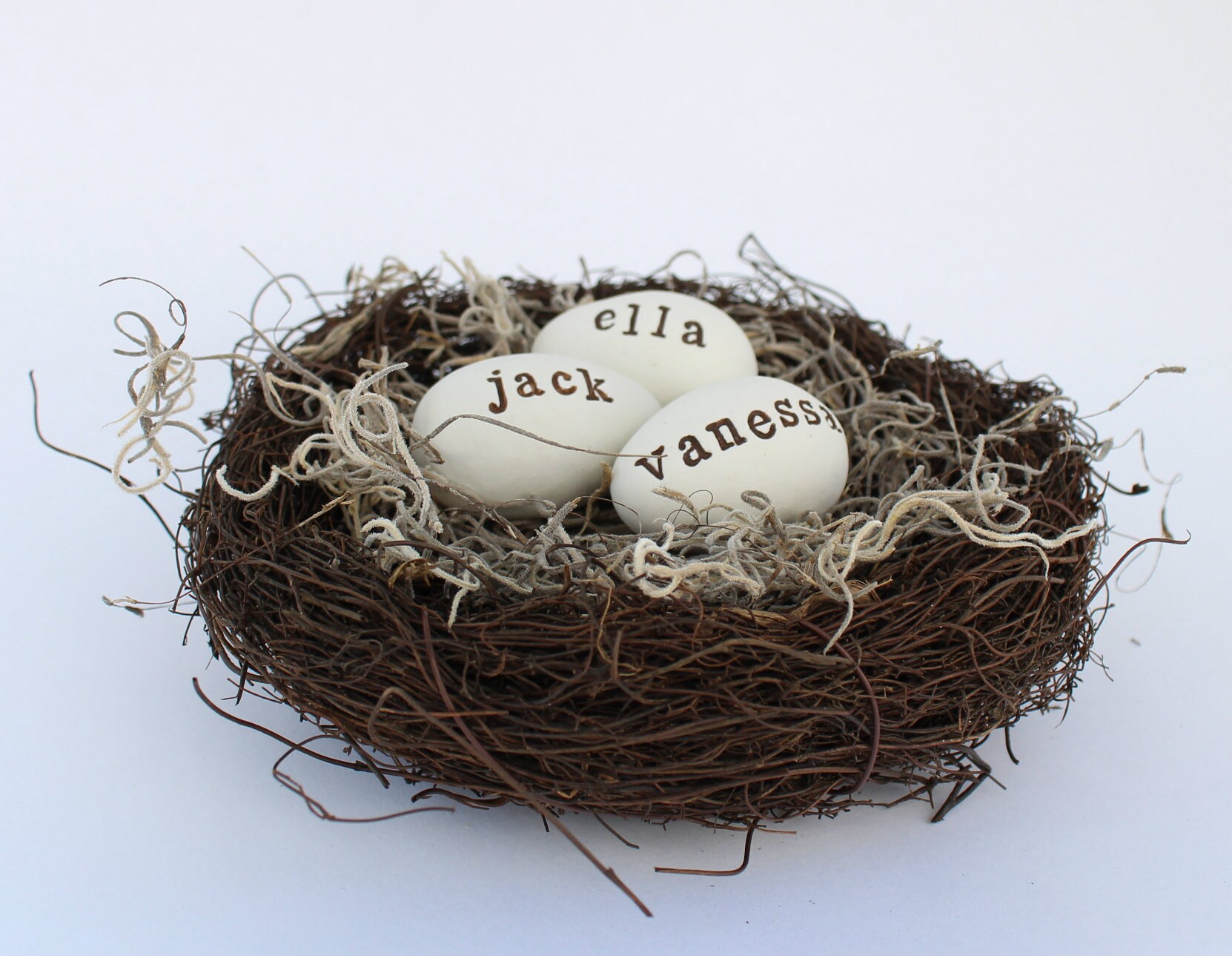 three egg BIRD NEST mothers day gift / personalized gift Etsy
