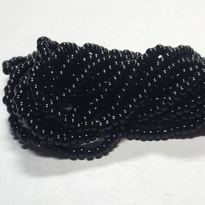 Preciosa Czech Glass Seed Beads Size 11/0 (2.1 mm) &quot; Black &quot;  1 Hank