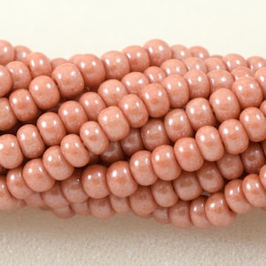 Czech Glass Seed Beads Size 6/0 (4.1 mm)/ E Beads &quot; Terra Luster Rose Pink &quot;  Strands