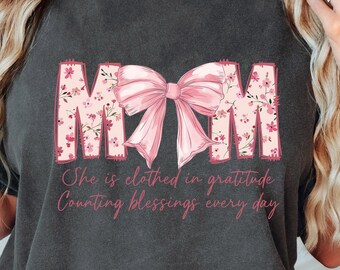 Coquette Pink Mom Shirt, Comfort Colors Cute Pink Bow Mama Shirt, Popular Mother Tee, Trendy Mother Gift, Mother Day Gift
