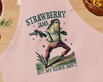 Funny Frog Apron, Strawberry Jams Apron, Cute Frog Kitchen Apron, Funny Frog Cooking Apron, Cooking & Baking Apron Gift, Chef Gift