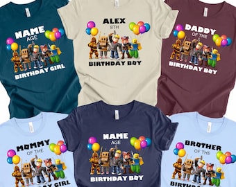 Camiseta de cumpleaños personalizada de Roblox de Disney, camiseta para niño de cumpleaños, camisetas de cumpleaños familiares, camiseta para niña de cumpleaños, sudadera de cumpleaños a juego con videojuegos