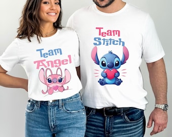 Disney Stitch and Angel Shirt, Couples Stitch Sweater, Valentines Day Gift, Stitch and Angel Sweatshirt, Disney Matching Tee Cute Couple Tee