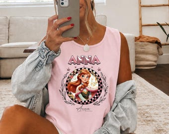Disney Princess Anna Racerback Tank Top, Princess Inspired Graphic Tank, Fairytale Summer Tank, Women's Racerback Disney Tank Top