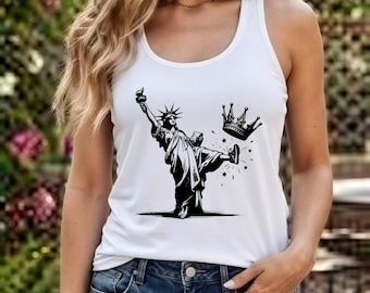 Statue of Liberty Tank Top Patriotic Freedom Tank 4th of July Equality Tanks for Women With Liberty and Justice For All Racerback Tank Top