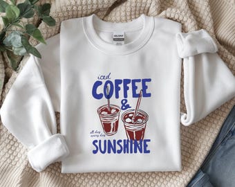 Iced Coffee and Sunshine Shirt, Iced Coffee T-Shirt, Coffee Lover Gift, Summer Graphic Tee, Summer Vibes Shirt, Coffee Shirt