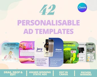 42 Editable Canva Ad Templates | Viral Static Ads for Digital Marketing, Email Campaigns & Product Promos for Businesses and Brands