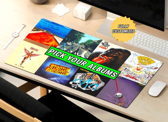 Album Desk Mat Cover Art Mouse Pad / Music Cover Mouse Office Pad Play Mat Gift Gaming Desk Blotter Oversized desk mat kanye drake swift