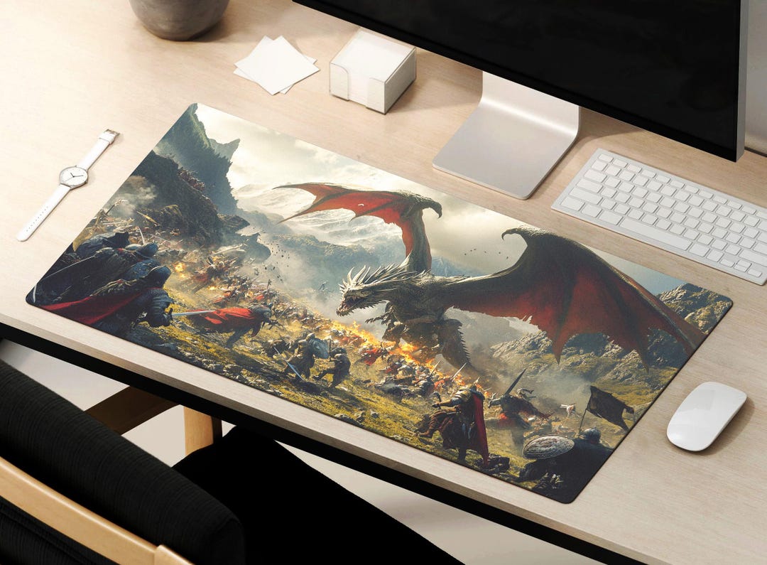 Dragon Ruler Mat Dragon Art Desk Mat, Fantasy Gaming Mouse Pad Dnd Playmat Japanese ...