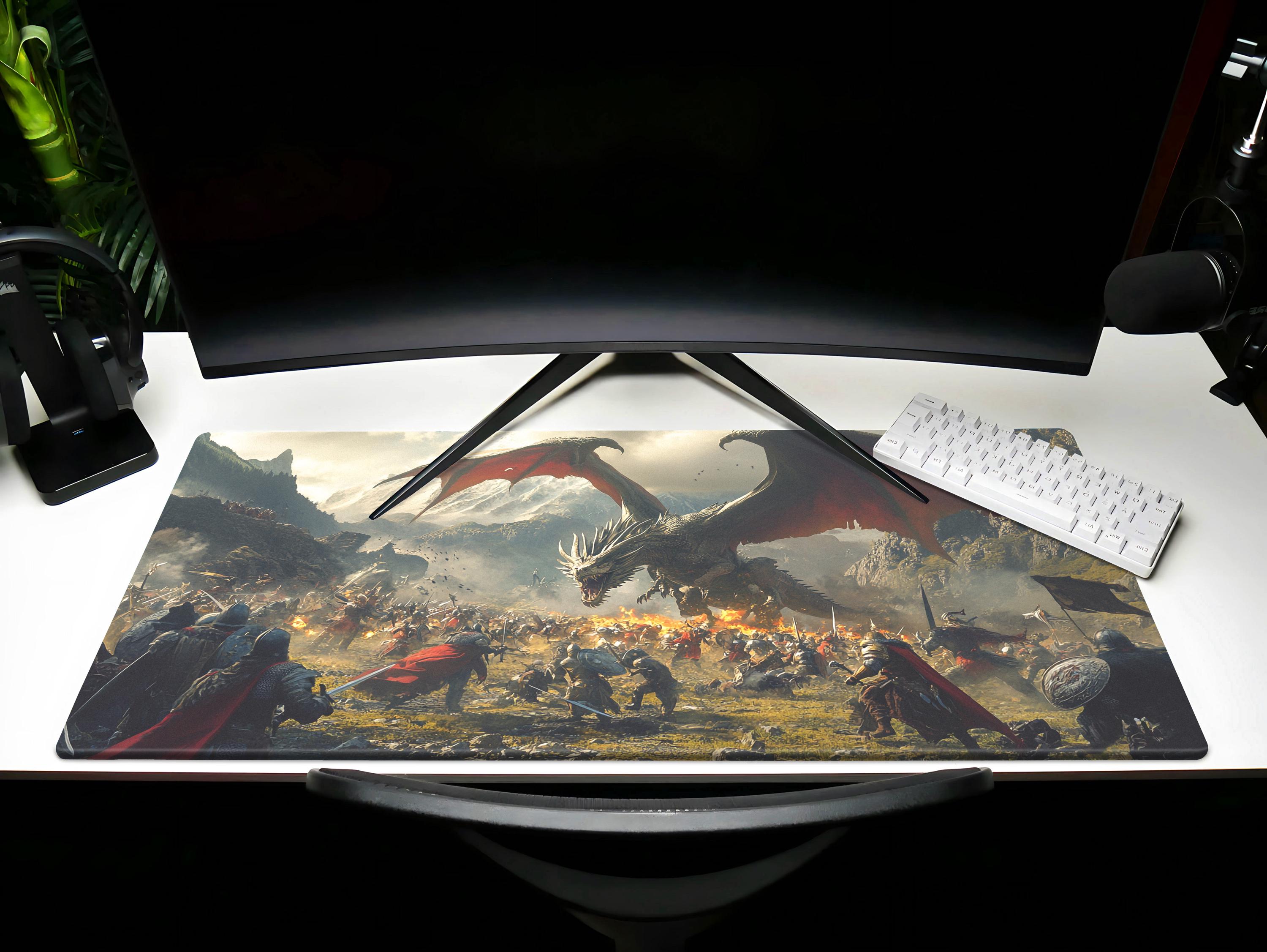Dragon Art Desk Mat, Fantasy Gaming Mouse Pad Dnd Playmat Japanese ...