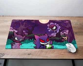 Ghost Pokemon Mouse Pad XL Desk Mat Gengar Gaming Play Mat Gift Office Decor Computer Cover Print TCG Haunter Ghastly Game Mat