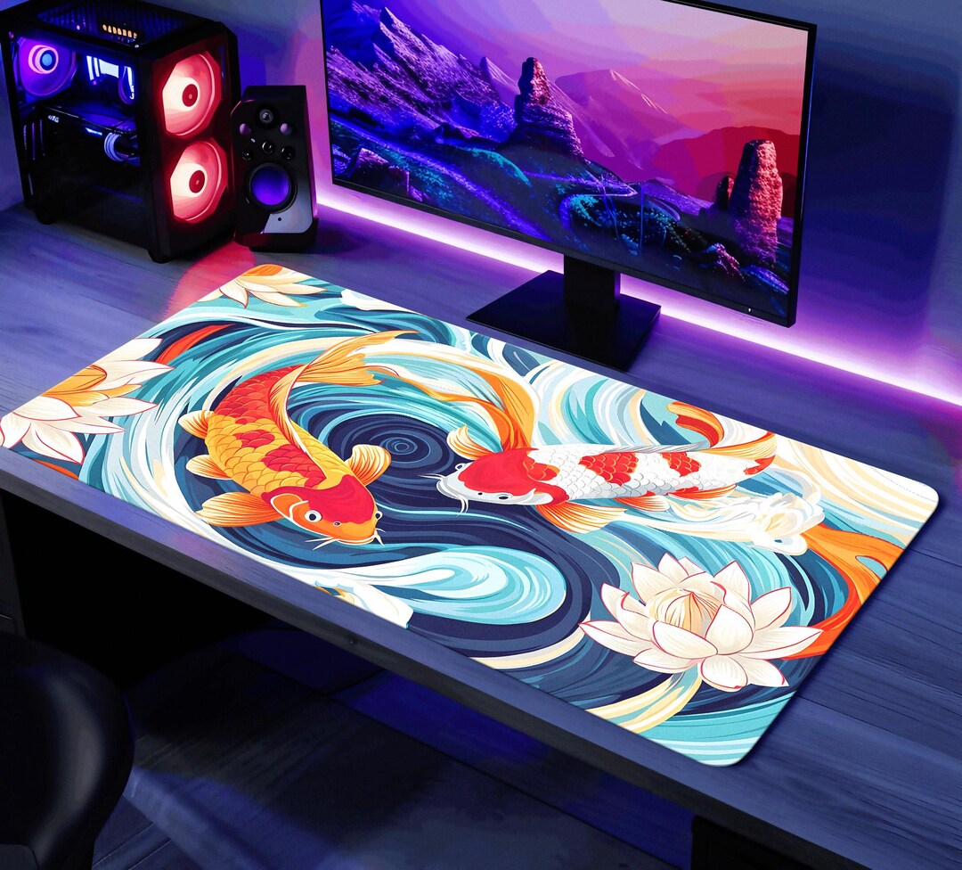 Anime Koi Carp Large Mouse Pad Cute Koi Fish Gaming Desk Mat Japanese Mousepad Xxl Desk Mat Cool Keyboard Mouse Mat Desk Pad Computer Laptop Girl Gam - View #5