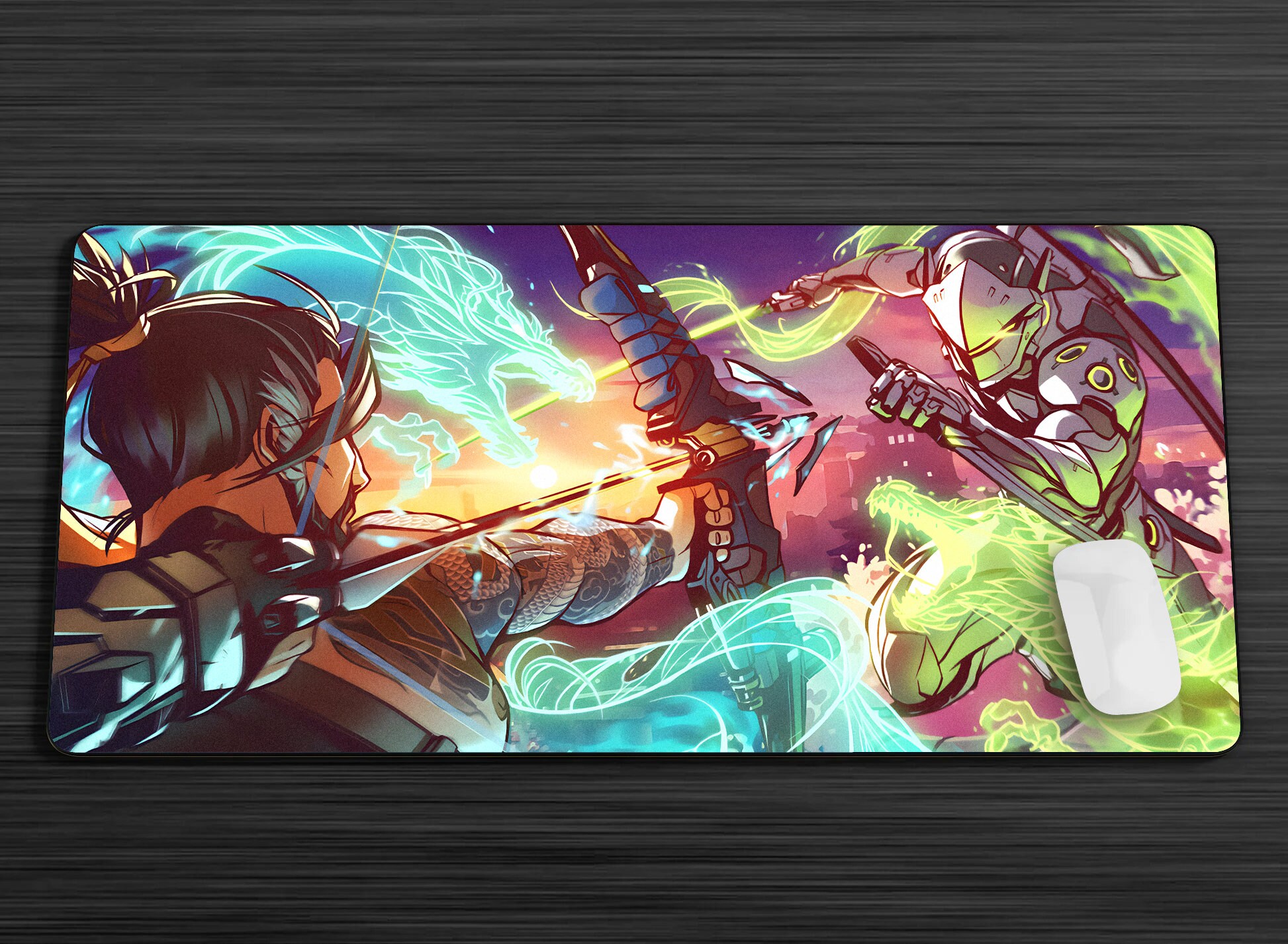 Genji Vs Hanzo Mouse Pad Overwatch Desk Mat Gaming Play Mat Office