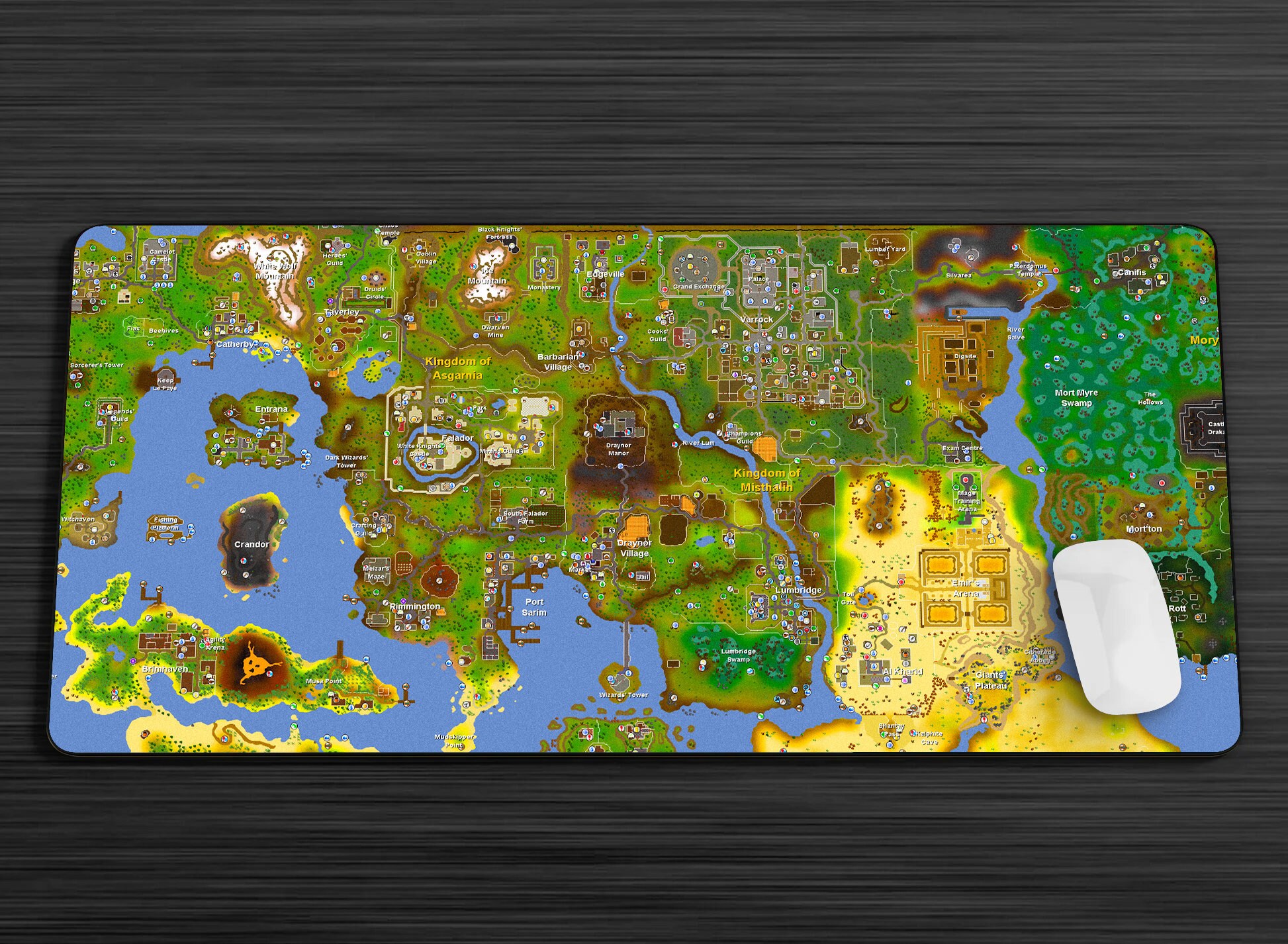 Runescape Mouse Pad Gaming Osrs World Map Desk Mat / Gift Video Game Playmat Desk