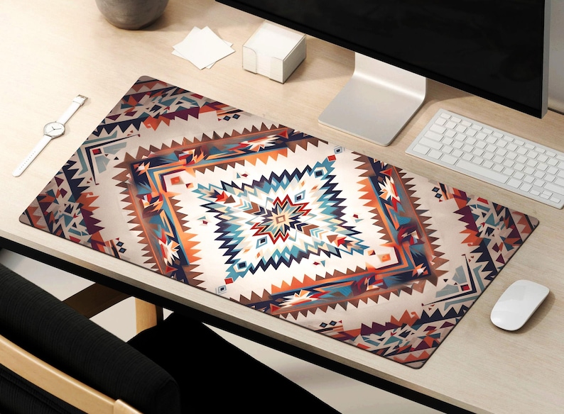 Aztec Pattern Desk Mat, Native American Mouse Pad, Boho Playmat ...