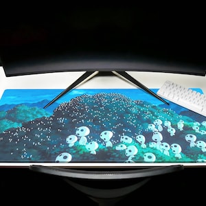 Kodama Desk Mat My Neighbor Totoro Mouse Pad / Anime Play Mat Gaming Pad Princess Mononoke tree spirits merch gift Japanese Fantasy Manga