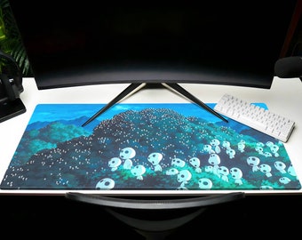 Kodama Desk Mat My Neighbor Totoro Mouse Pad / Anime Play Mat Gaming Pad Princess Mononoke tree spirits merch gift Japanese Fantasy Manga