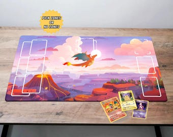 Charizard TCG Playmat Pokemon Card Mat / Trading Card Game Pad Gift Lorcana MTG Mat Gaming Desk Mat Pokemon Mouse Pad Card Mat