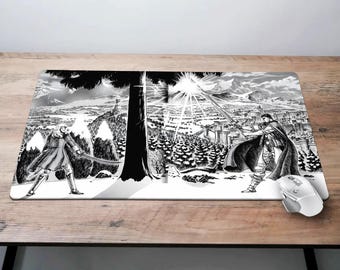 GUTS vs Griffith Desk Mat Manga Playmat Anime Berserk Mouse Pad Merch Gift Femto Manga Gaming Mat