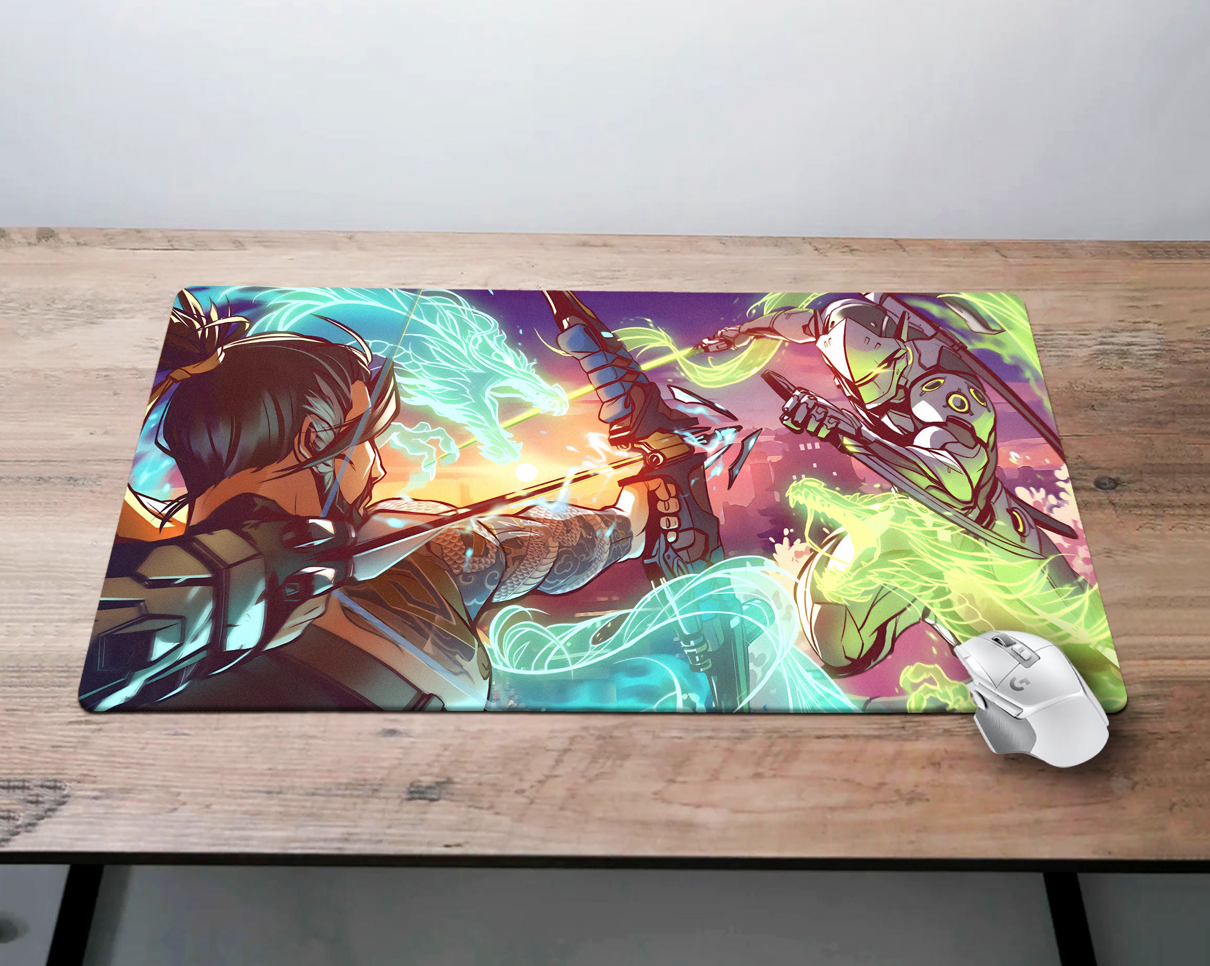 Genji Vs Hanzo Mouse Pad Overwatch Desk Mat Gaming Play Mat Office