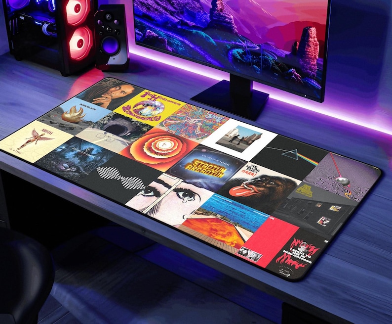 Album Desk Mat Cover Art Mouse Pad / Music Cover Mouse Office Pad Play Mat Gift Gaming Desk Blotter Oversized desk mat kanye drake swift image 3