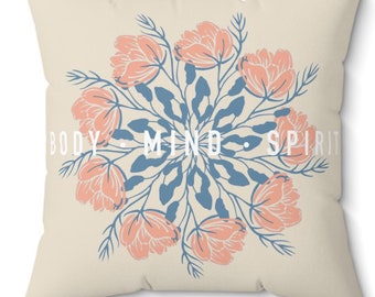 Meditation Cushion with Original Chakra Art | Boho Zen Throw Pillow
