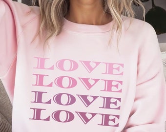 Niedliches Liebes-Sweatshirt, Rosa Liebhaber-Pullover, Gemütliches Valentinstags-Shirt, Geschenk für Sie
