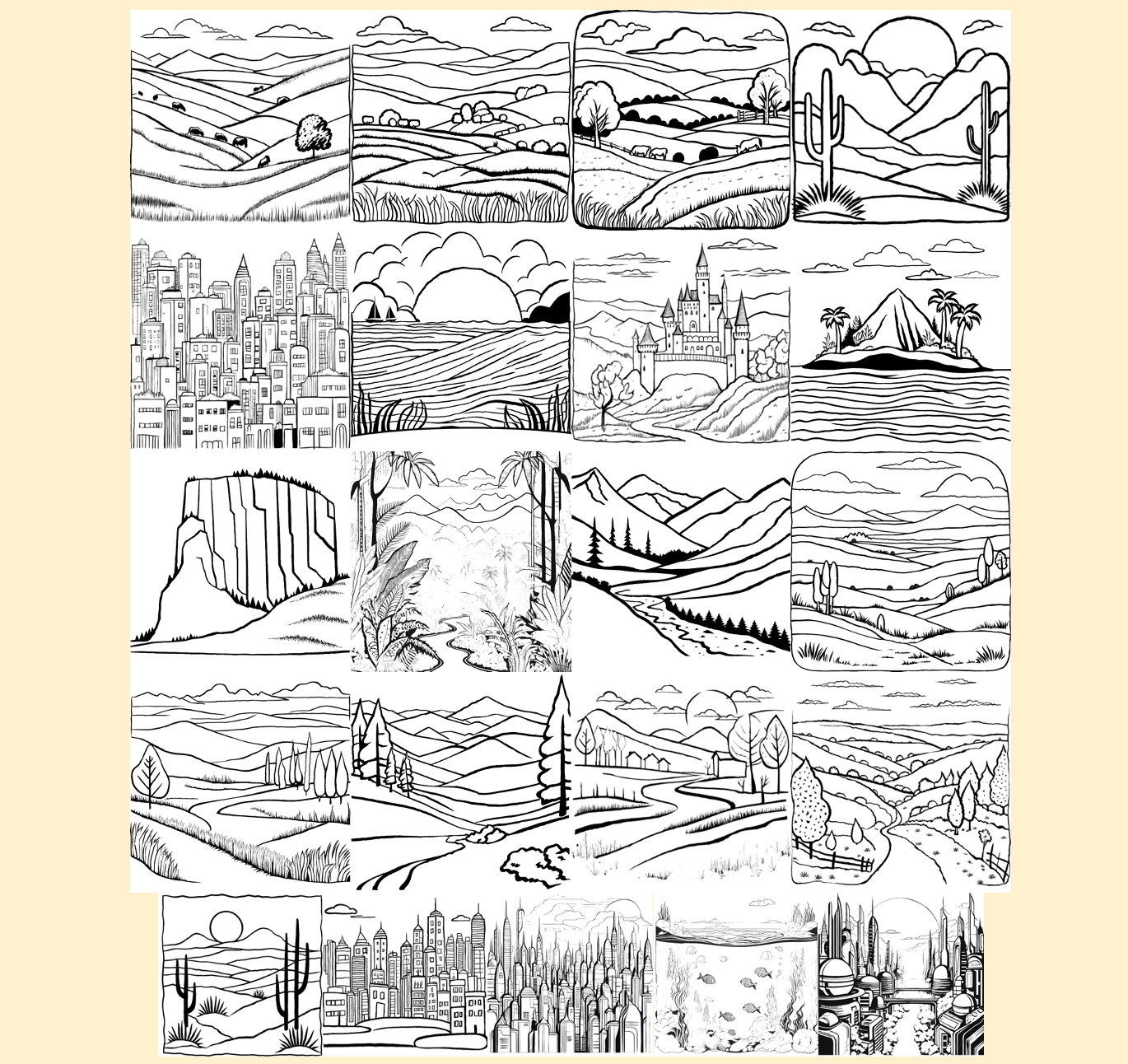 Printable Landscape Images Printable & Colourable Art for Children Easy ...