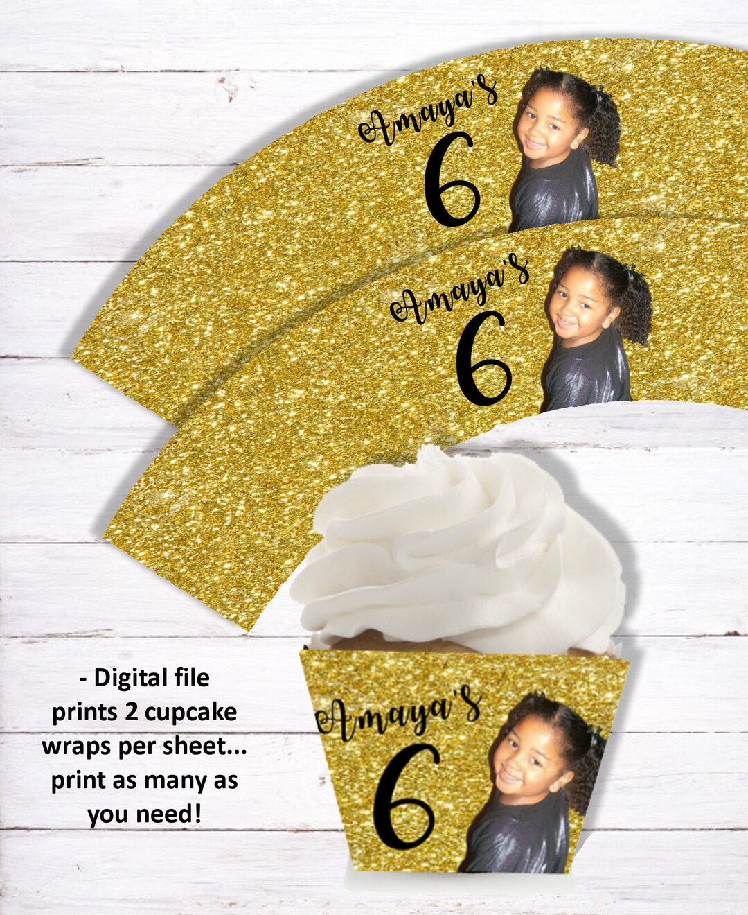 Custom Photo Cupcake Muffin Wraps Wrappers DIGITAL FILE ONLY Any Theme