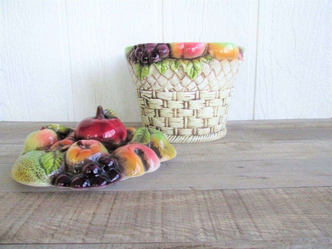 Vintage NAPCOWARE Ceramic Fruit Basket Cookie Jar 1950's Etsy
