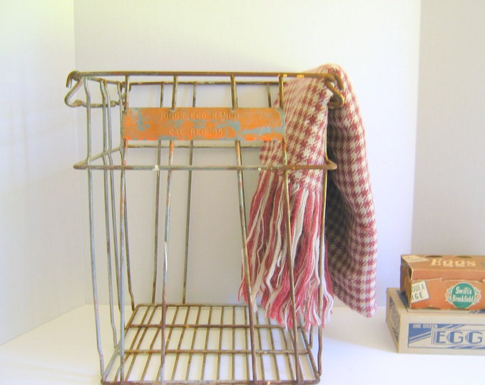 Metal Egg Crate Orange Chippy Rusty Storage Jones Egg Ranch California