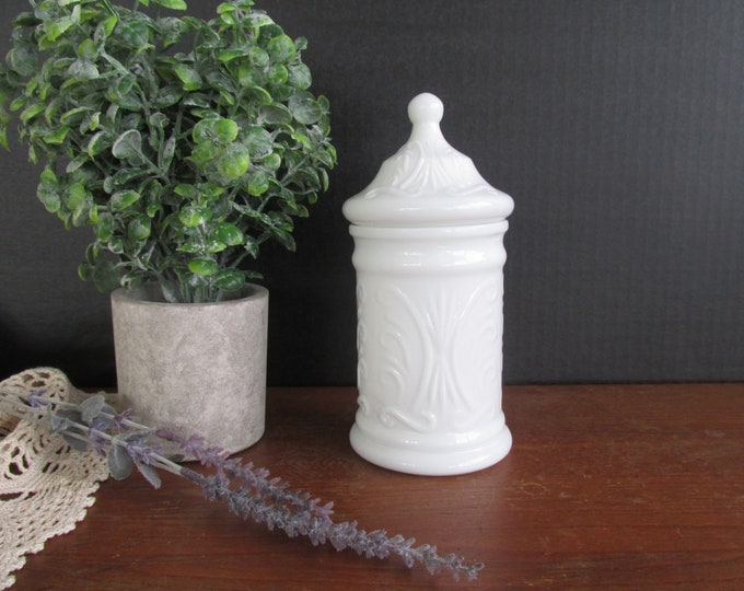 Vintage Milk Glass Jar With Lid Storage Jar French Country Etsy