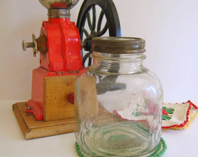 Vintage Glass Iris Coffee Jar Etsy