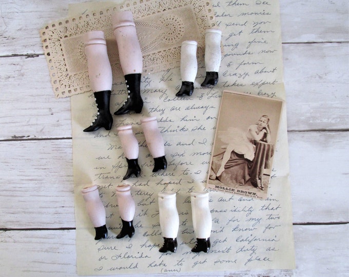Doll Parts Legs and Shoes Hand Painted Bisque Assemblage Altered Art ...