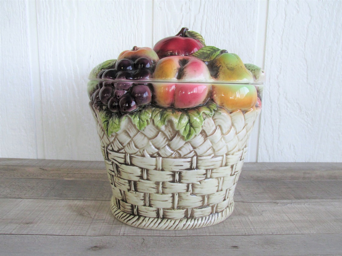 Vintage NAPCOWARE Ceramic Fruit Basket Cookie Jar 1950's Etsy