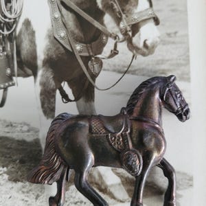 Bronze Metal Miniature Horse 1950s Made in Japan Bronze Copper Horse with Saddle