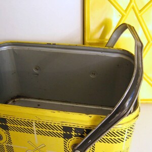 Vintage Yellow and Black Metal Picnic Basket image 5