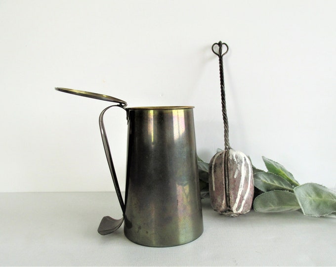 Vintage Fire Starter Fire Pit Tool Brass Pot Hinged Lid Etsy