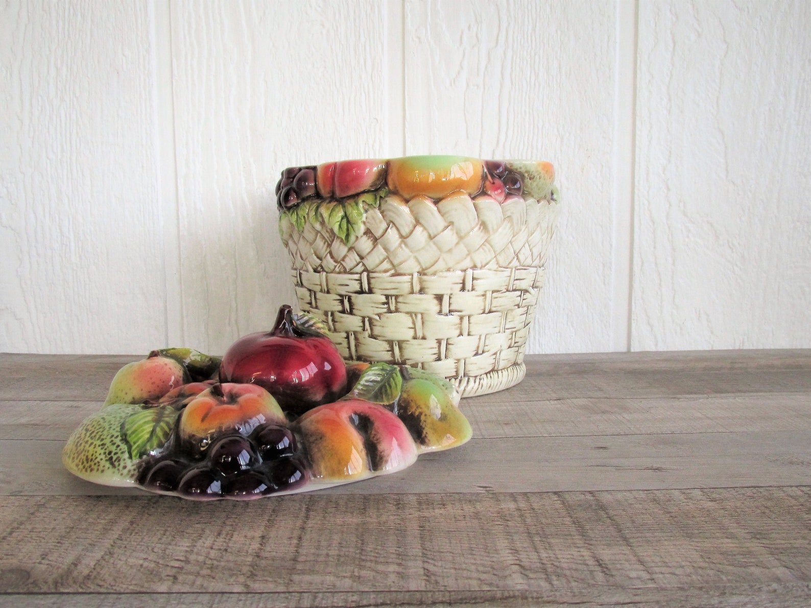 Vintage NAPCOWARE Ceramic Fruit Basket Cookie Jar 1950's Etsy