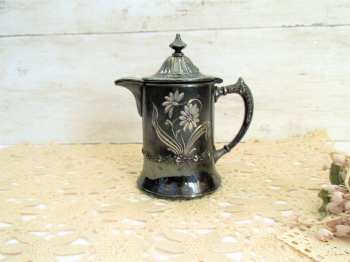 Teapot Quadruple Plated Silver Individual Size Tea Pot Etched Etsy