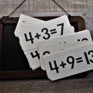 Vintage Addition Flashcards: Double Sided Educational Ephemera