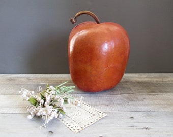 Pumpkin Shaped Gourd, Hand Crafted Art Sculpture, Peruvian Art, Boho Chic Home Decor, Farmhouse