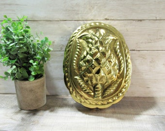 Gold Metal Pineapple Shape Cake Mold Jelly Pudding Mold Rare Oval Mold Farmhouse Home Decor